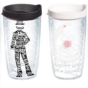 NEW Bride and Groom Tumbler Set NWOT Tervis 16 oz Drinkware Hot Cold Bridal Gift